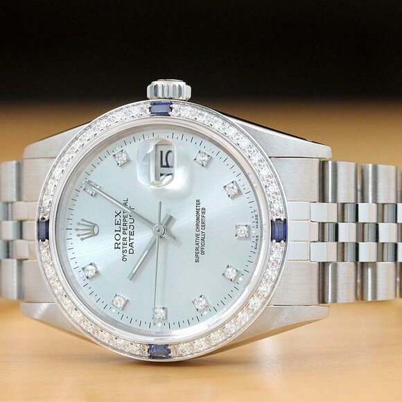 Sale! Rolex Sapphire 36mm Date 18k White Gold Watch - Picture 3 of 8